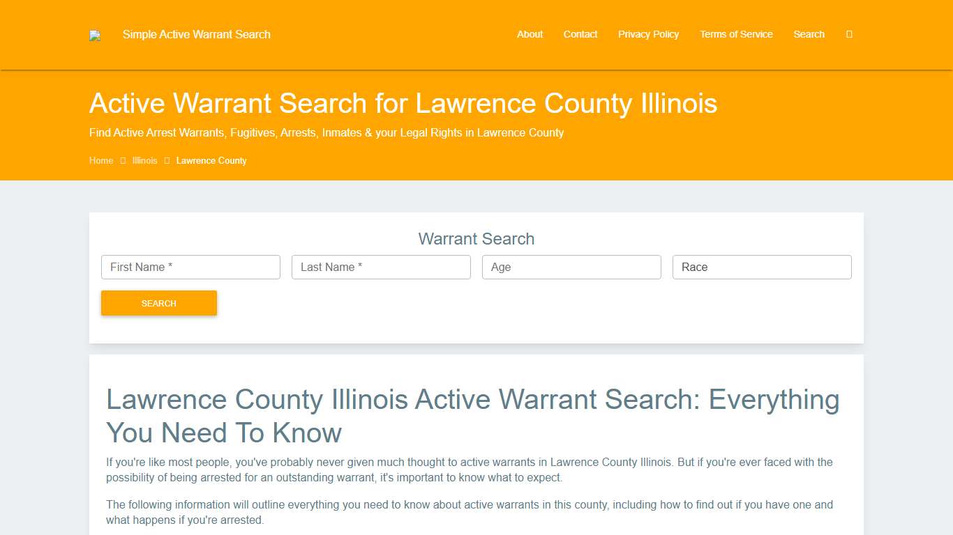 Active Warrant Search in Lawrence County Illinois - Outstanding Warrants