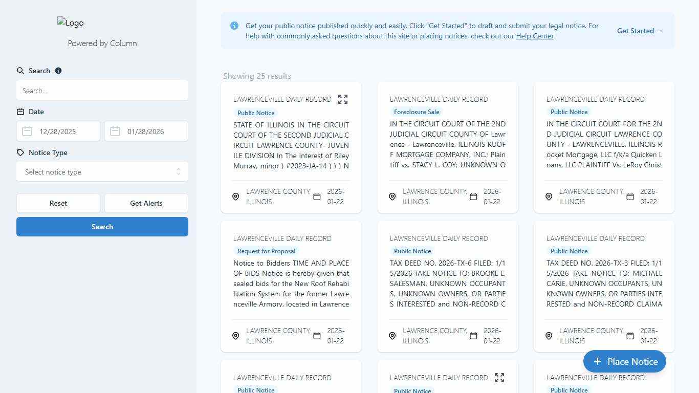 Public Notices Lawrenceville Daily Record